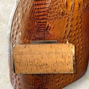 2014 Banana Republic Olivia Cork & Gold Tone CI Clutch Crossbody EXCELLENT!